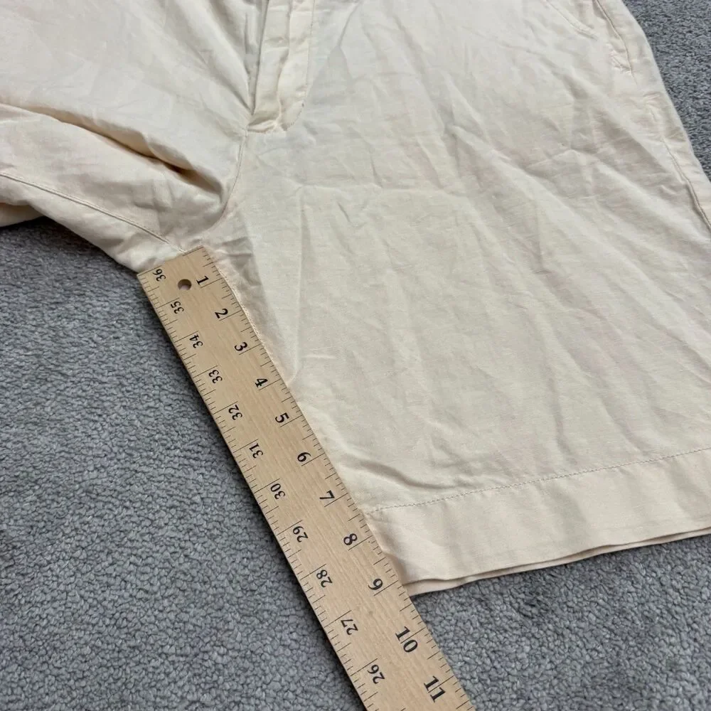 Faherty Linen Blend Chino Shorts Mens 34 Beige Flat Front Casual Summer Classic